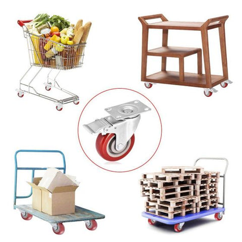 Set of 4 Heavy Duty Swivel Casters with Lock Brakes 5" Polyurethane Wheels