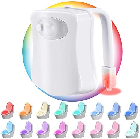 Toilet Motion Sensor Light, 16 Colors Changing Sensor LED Washroom Night Light Inside Toliet Lamp, PIR Motion Activated Waterproof Bathroom Accessory, Fits Any Toilet