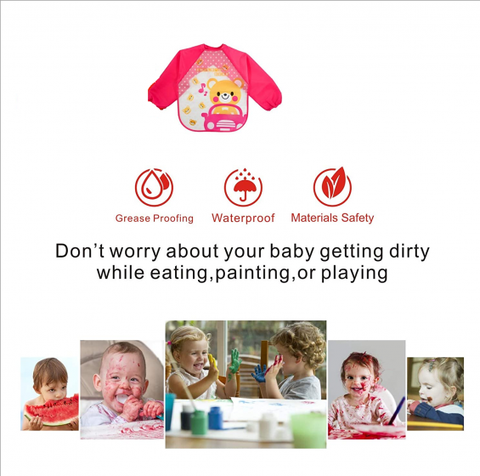 Baby Bibs Waterproof Long Sleeve Feeding Plastic Apron