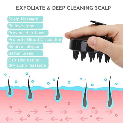 Silicone Hair Shampoo Brush - Black