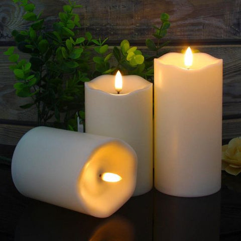 Candle Flickering Warm White Lights Set of 3 Flameless Battery Operated Candles