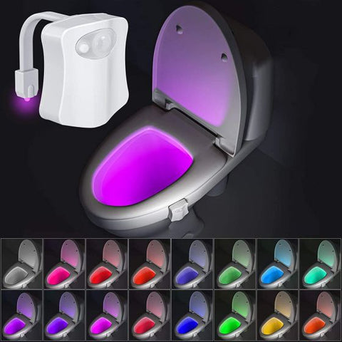 Toilet Motion Sensor Light, 16 Colors Changing Sensor LED Washroom Night Light Inside Toliet Lamp, PIR Motion Activated Waterproof Bathroom Accessory, Fits Any Toilet