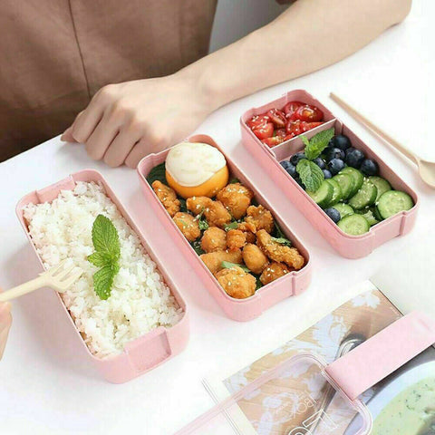 3-Layer Bento Box Students Lunch Box Eco-Friendly Leakproof 900ml Food Container