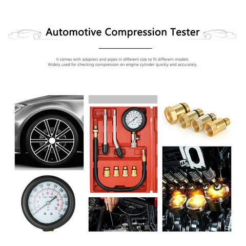 Petrol Engine Compression Tester Test Kit Set For Car Automotives Motorcycles AU
