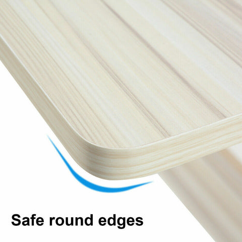 EZONEDEAL Adjustable C-Shape Portable Sofa Bed Side Table Laptop Desk with Wheels for Small Space (Beech Wood Color)