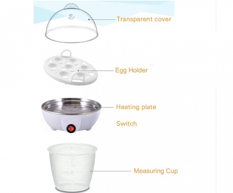 Electric Egg Cooker Boiler Maker Soft, Medium or Hard Boil, 7 Egg Capacity noise free technology Automatic Shut Off, white