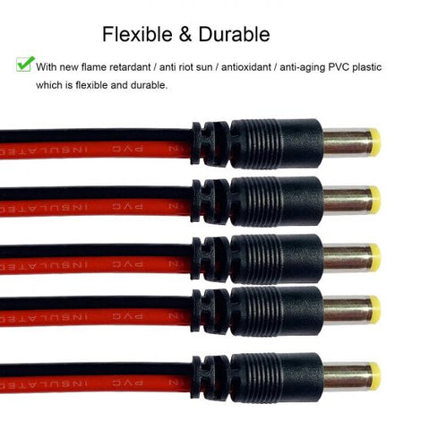 12V 5.5x2.1mm Male + Female DC Power Socket Jack Connector Cable Plug Wire