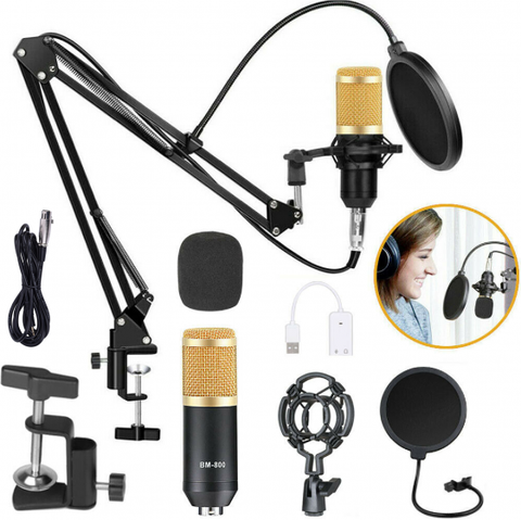 BM800 Pro Condenser Microphone Kit Studio Audio Recording Arm Stand Shock Mount
