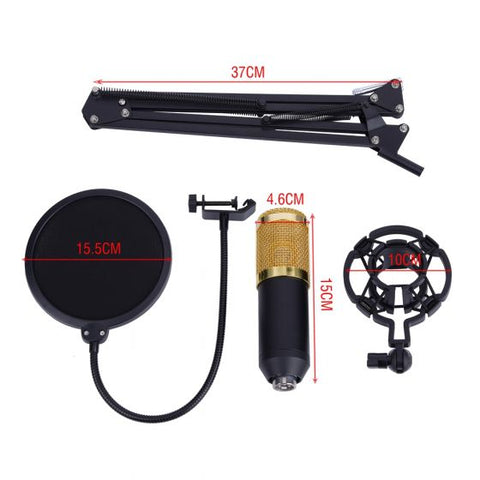 BM800 Pro Condenser Microphone Kit Studio Audio Recording Arm Stand Shock Mount