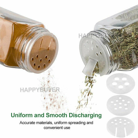 12x Clear Square Glass Jars Lid Spice Herb Seasoning Condiment Storage Container