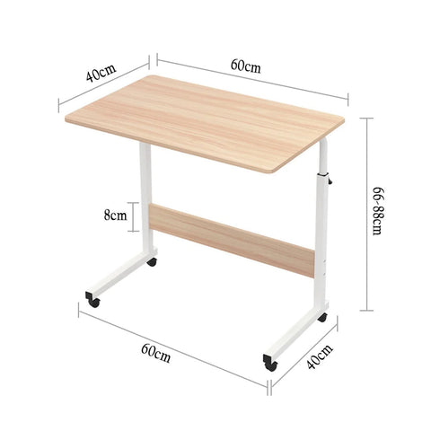 EZONEDEAL Adjustable C-Shape Portable Sofa Bed Side Table Laptop Desk with Wheels for Small Space (Beech Wood Color)