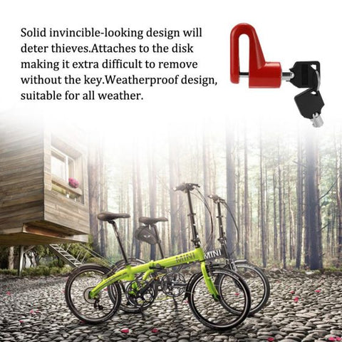 Bicycle Brake Lock, Mini Portable Metal Disc Brake Lock with Two Safety Keys for Mountain Bike