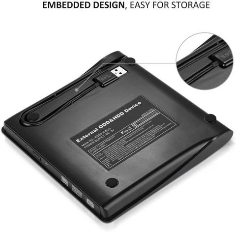 External DVD CD Writer USB 3.0 Burner Drive Player High Speed Data Transfer for Laptop/Desktop/MacBook/Windows 10/8/7 - (Black)