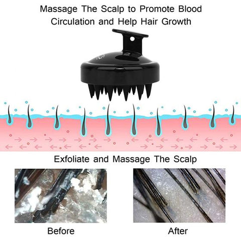 Silicone Hair Shampoo Brush - Black