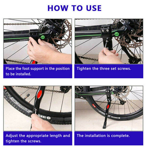 Bicycle MTB Bike Kickstand Adjustable Side Prop Foot Kick Stand Parking Support