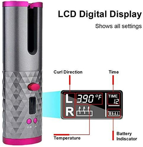 Cordless Automatic  Wireless Curler Rechargeable Hair Curling Wand for Hair Styling