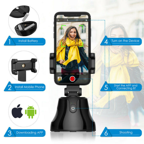 Smart Face Object Tracking Selfie Stick Stand 360° Rotation Phone Camera Holder