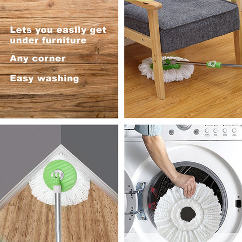 Split Bucket 360 Rotating Magic Spin Mop 2 Microfibre Mop Heads