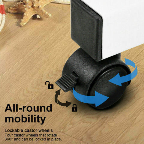 EZONEDEAL Adjustable C-Shape Portable Sofa Bed Side Table Laptop Desk with Wheels for Small Space (Beech Wood Color)