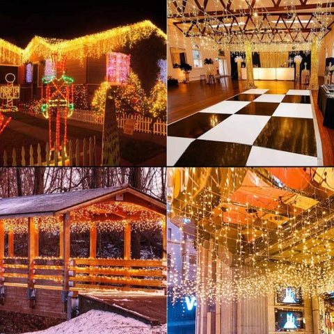 10M 432Led 8 Modes Icicle String Lights with 72 Drops, Window Curtain Fairy Icicle Lights, Icicle Fairy Twinkle Lights for Christmas, Party, Holiday (Warm White)