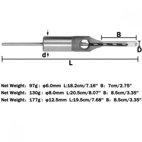 6/8/12.5mm HSS Square Hole Drill Bit Auger Bit Steel Mortising Drilling Craving Woodworking Tools