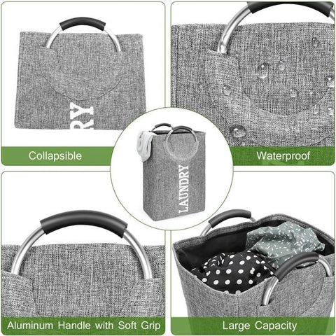 Foldable Laundry Hamper Bag with Handles Collapsible Dirty Clothes Basket for Washing Storage