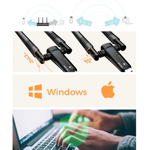 PIX-LINK AC1200 Wireless USB Wifi Adapter 2.4G&5G Network Card Dual Antennas High-Gain Wifi Reveiver USB 3.0 For PC Home Use