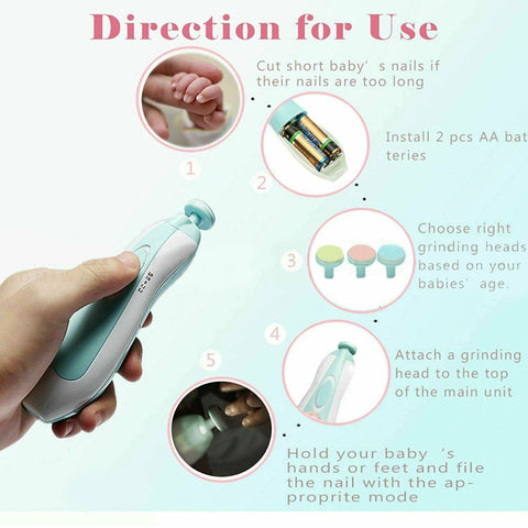 NEW Electric Baby Nail Trimmer Infant Newborn Safe Grinder Clipper Tools Set