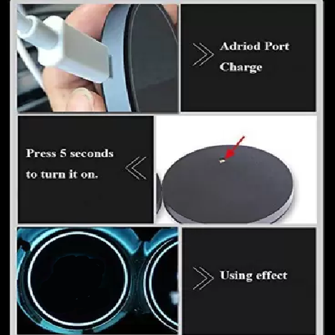 Car LED Light Cup Holder Automotive Interior USB Colorful Atmosphere Lights Lamp Drink Holder Anti-Slip Mat Auto Accessories