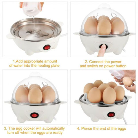 Electric Egg Cooker Boiler Maker Soft, Medium or Hard Boil, 7 Egg Capacity noise free technology Automatic Shut Off, white