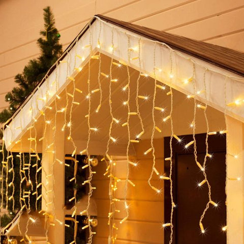 10M 432Led 8 Modes Icicle String Lights with 72 Drops, Window Curtain Fairy Icicle Lights, Icicle Fairy Twinkle Lights for Christmas, Party, Holiday (Warm White)
