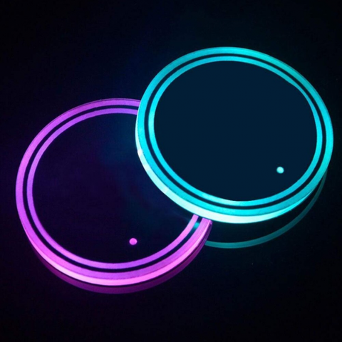 Car LED Light Cup Holder Automotive Interior USB Colorful Atmosphere Lights Lamp Drink Holder Anti-Slip Mat Auto Accessories