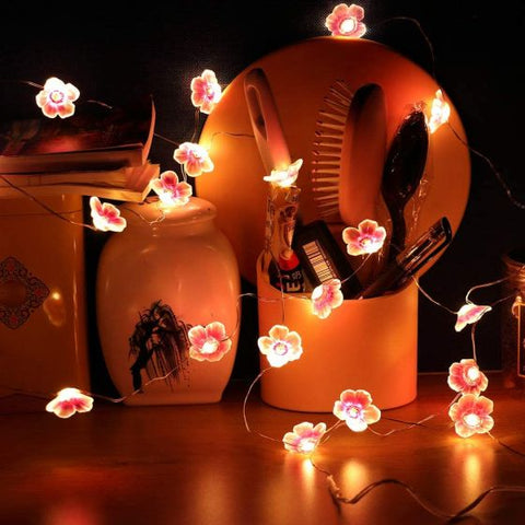 2M 20Leds Cherry Blossoms Flower String Lights Decor  Indoor Outdoor Starry Fairy String Lights for Home Bedroom Spring Wedding Party Battery Powered