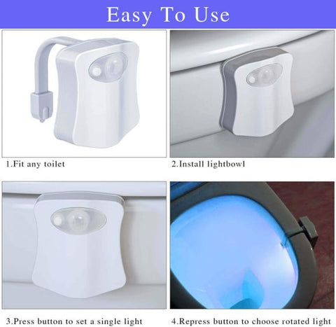 Toilet Motion Sensor Light, 16 Colors Changing Sensor LED Washroom Night Light Inside Toliet Lamp, PIR Motion Activated Waterproof Bathroom Accessory, Fits Any Toilet