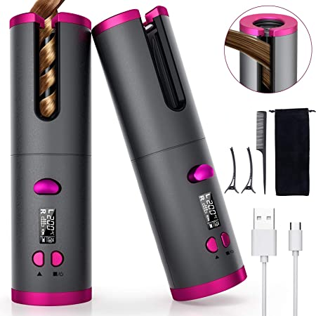 Cordless Automatic  Wireless Curler Rechargeable Hair Curling Wand for Hair Styling