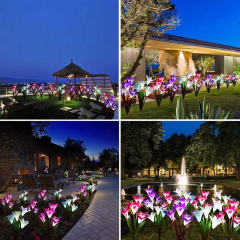 2Pcs Solar Garden Flower Light