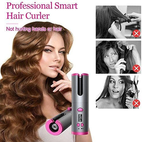 Cordless Automatic  Wireless Curler Rechargeable Hair Curling Wand for Hair Styling