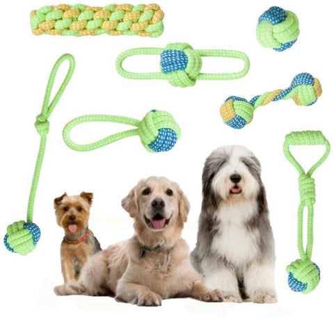 7Pcs Dog Rope Toys Braided Rope