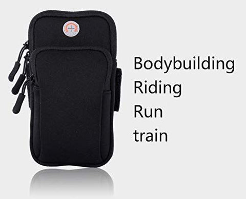 Waterproof Sport Armband, Unisex Running Jogging Gym Arm Band Case, Running Mobile Arm Band for Fitness Exercise with Adjustable Elastic Band (Black)