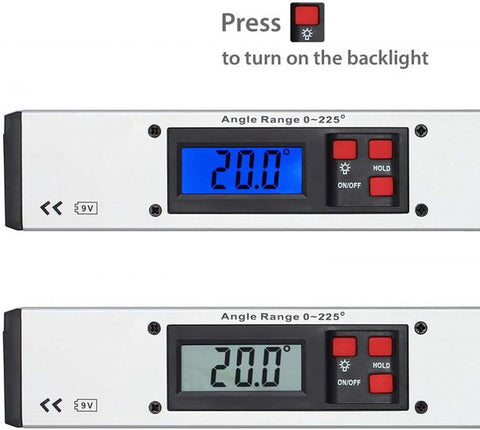 Digital Angle Finder with Pouch 400mm/16 inch Angle Ruler with Spirit Levels Backlit LCD Tool for Roofing Engineering