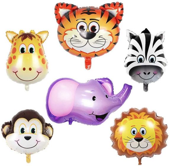 Jungle Safari Animals  Balloons 6pcs 22 Inch  For Jungle Safari Animals Theme Birthday Party Decorations