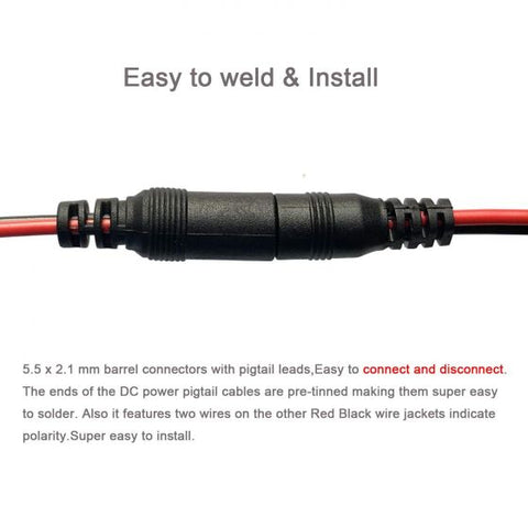 12V 5.5x2.1mm Male + Female DC Power Socket Jack Connector Cable Plug Wire
