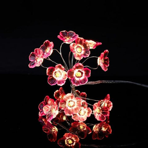 2M 20Leds Cherry Blossoms Flower String Lights Decor  Indoor Outdoor Starry Fairy String Lights for Home Bedroom Spring Wedding Party Battery Powered