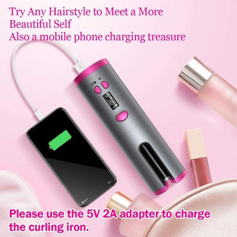 Cordless Automatic  Wireless Curler Rechargeable Hair Curling Wand for Hair Styling