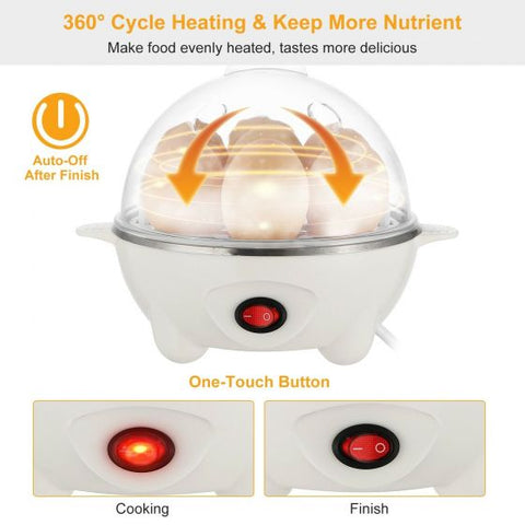 Electric Egg Cooker Boiler Maker Soft, Medium or Hard Boil, 7 Egg Capacity noise free technology Automatic Shut Off, white