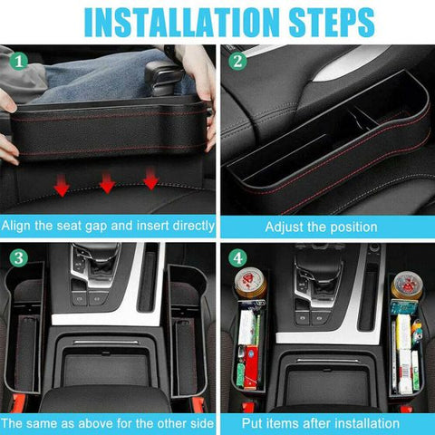 2Pcs Car Seat Gap Filler Organizer Storage Box Front Seat Console Side Pocket for Cellphones Keys Cards Wallets Sunglasses