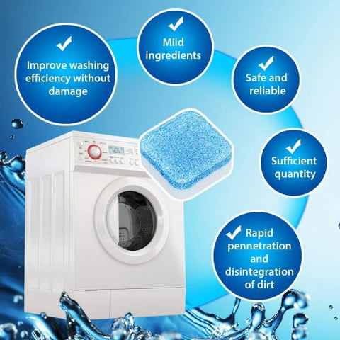 12 Pieces Solid Washing Machine Cleaner Effervescent Tablet Washer Cleaner for Bath Room Kitchen
