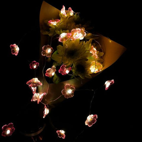 2M 20Leds Cherry Blossoms Flower String Lights Decor  Indoor Outdoor Starry Fairy String Lights for Home Bedroom Spring Wedding Party Battery Powered