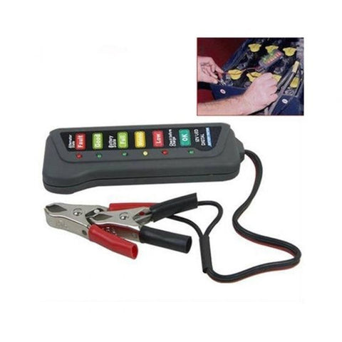 12V Digital Battery Alternator Tester For Car Motorcycle Trucks with 6 LED Lights Display Indicators