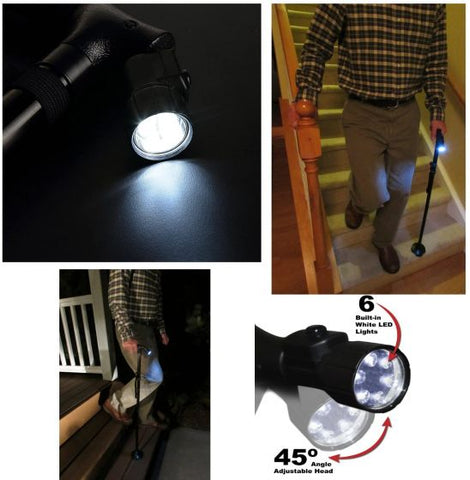 Folding Walking Cane with LED Light Adjustable Lightweight for Men and Women for Arthritis